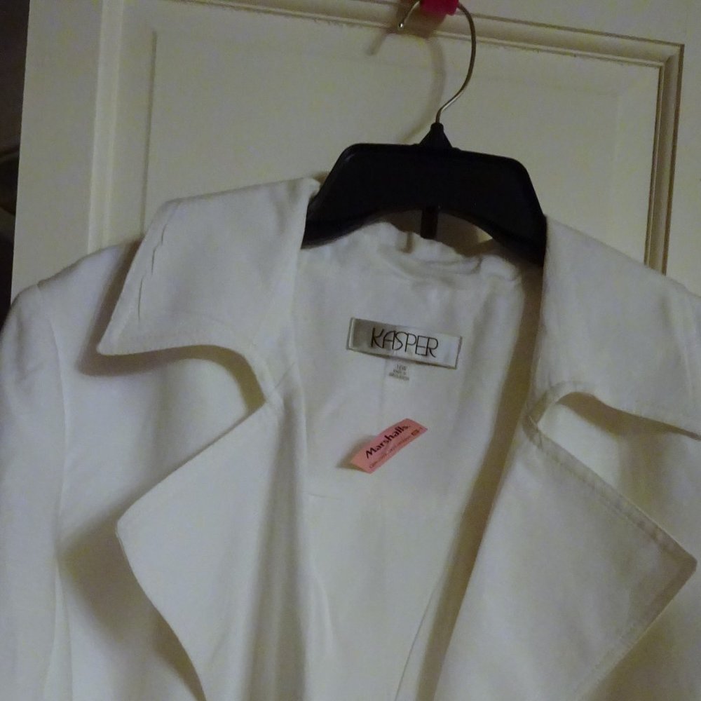 KASPER WHITE BLAZER NEW $129 TAG 16W 52% LINEN